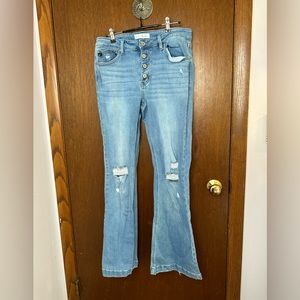 💥 BOGO 💥 KanCan Button Fly Distressed Flare Leg Denim | Petite | 15/31